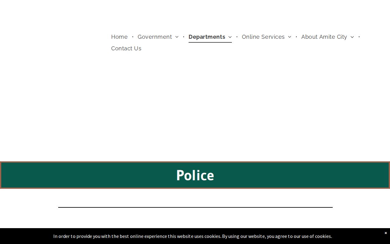 Amite City Police page with contact and records request links