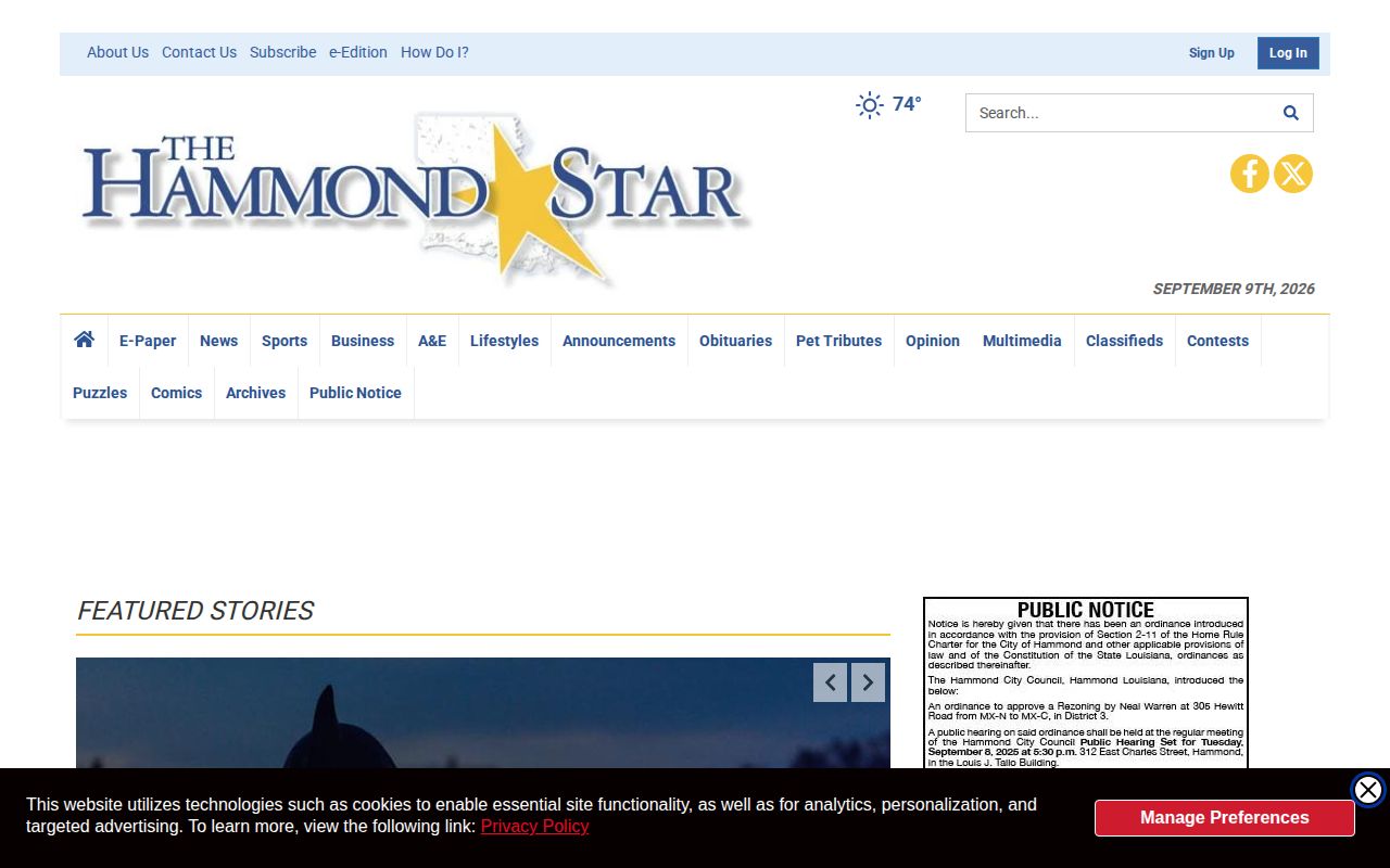 Hammond Star local news page for Tangipahoa Parish coverage